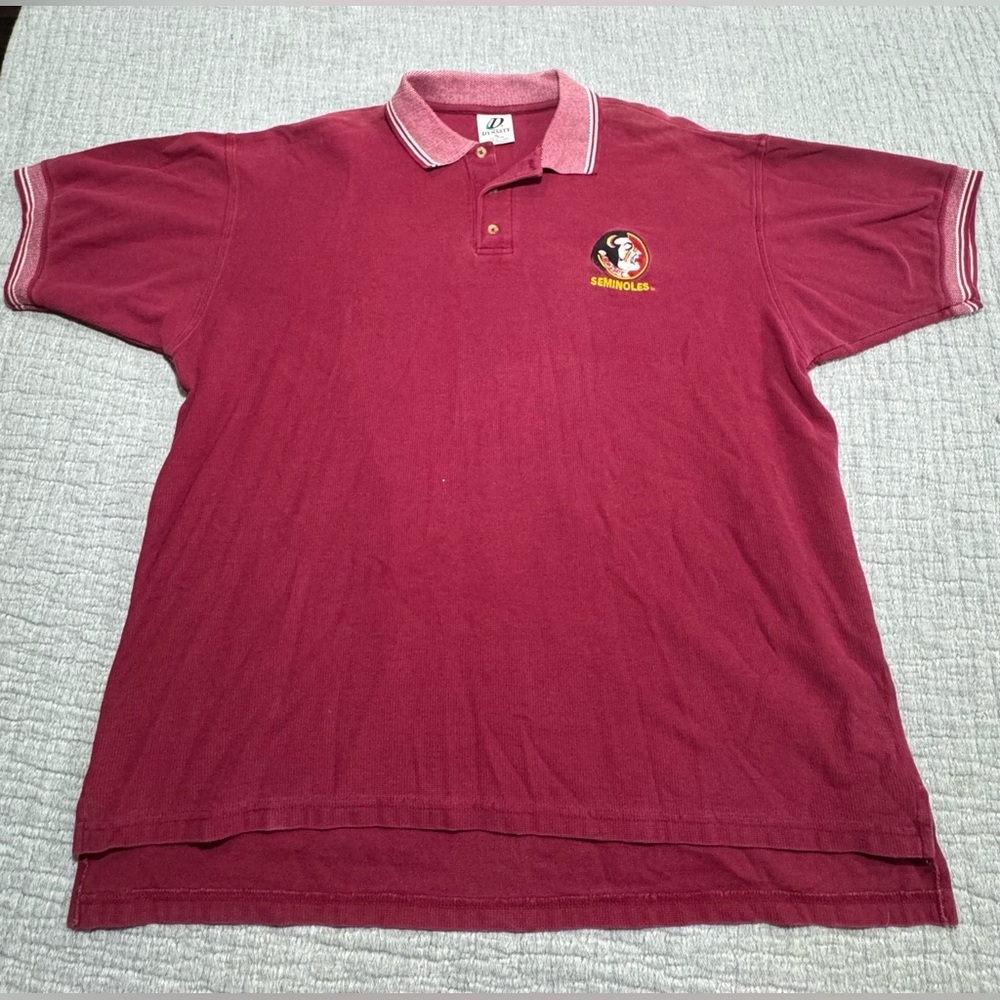 VTG 90s FSU Florida State Seminoles Striped Polo Size Men's XL Dynasty Frat